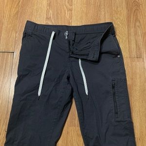 Vuori Ripstop Pants Mens Size Large Gray Hiking Activewear Button Drawstring